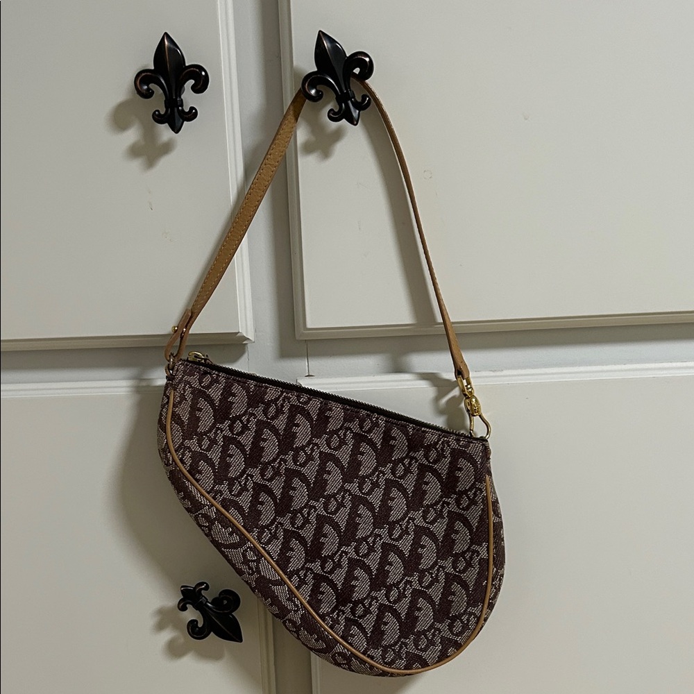 Vintage Like New Dior Brown and Tan Saddle Bag